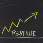 Chart of revenue progress on a chalkboard